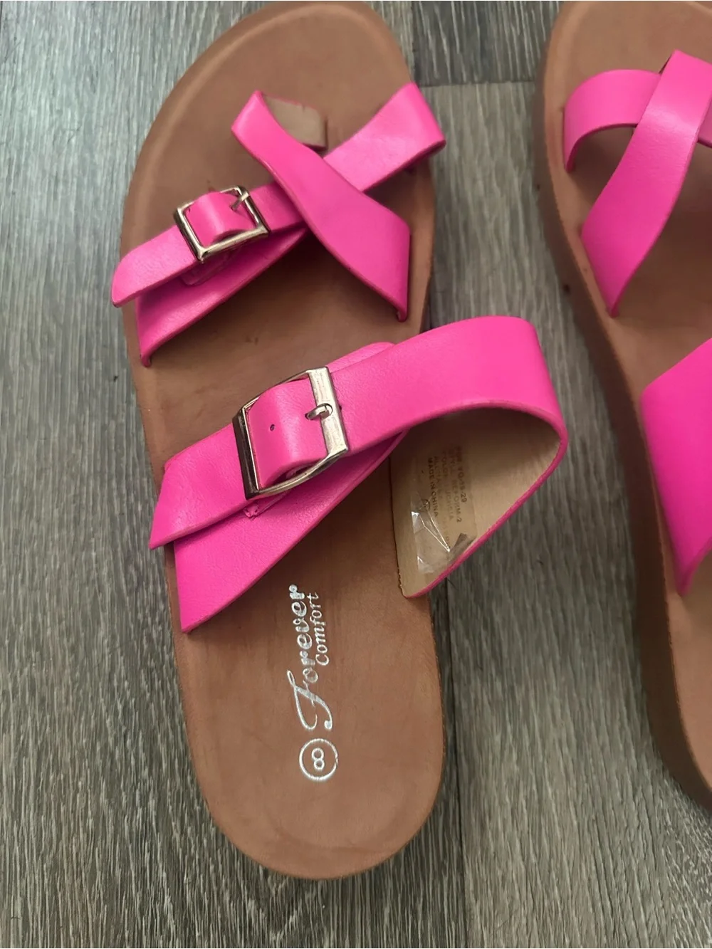 Hot Pink Women's Slide Sandals with Buckle Straps